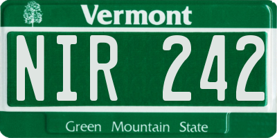 VT license plate NIR242