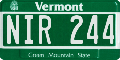 VT license plate NIR244