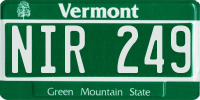 VT license plate NIR249