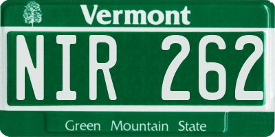 VT license plate NIR262