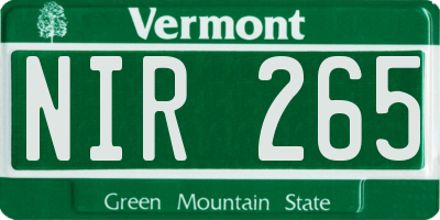 VT license plate NIR265