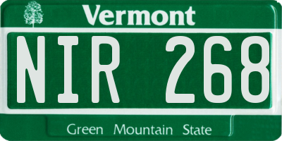 VT license plate NIR268