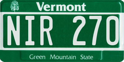 VT license plate NIR270