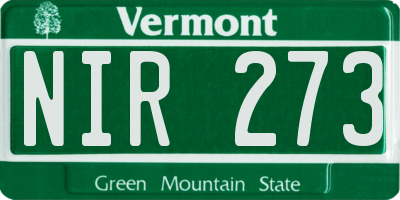 VT license plate NIR273