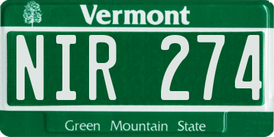 VT license plate NIR274