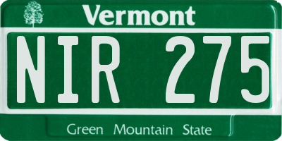 VT license plate NIR275