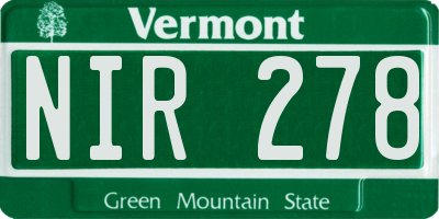 VT license plate NIR278