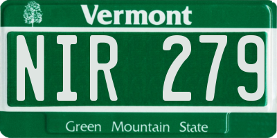VT license plate NIR279
