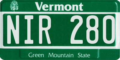 VT license plate NIR280