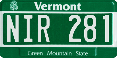 VT license plate NIR281