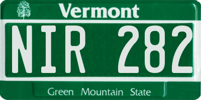 VT license plate NIR282