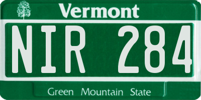 VT license plate NIR284
