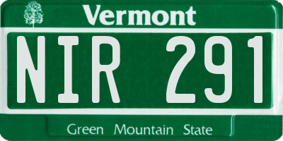 VT license plate NIR291
