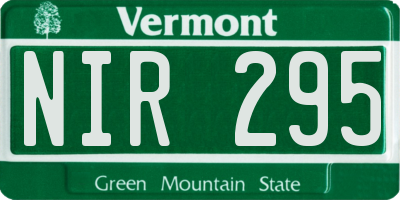 VT license plate NIR295