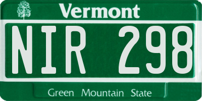 VT license plate NIR298