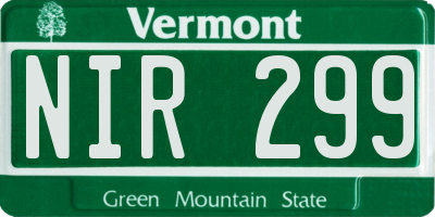 VT license plate NIR299