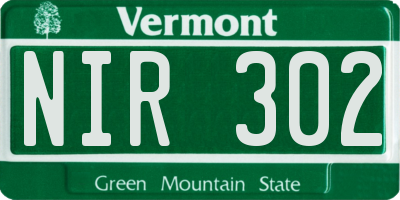 VT license plate NIR302