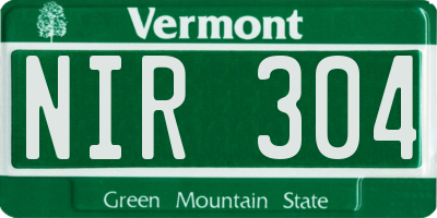 VT license plate NIR304