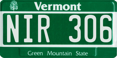 VT license plate NIR306