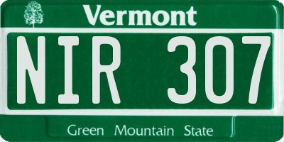 VT license plate NIR307
