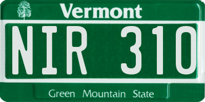 VT license plate NIR310