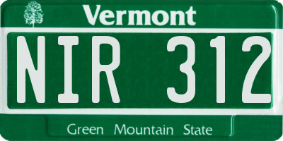 VT license plate NIR312