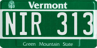VT license plate NIR313