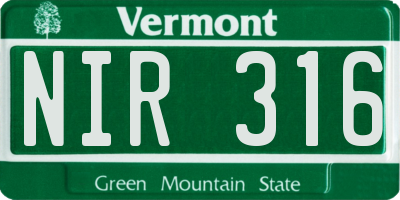 VT license plate NIR316