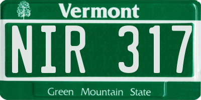 VT license plate NIR317