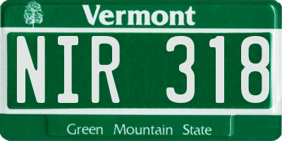 VT license plate NIR318