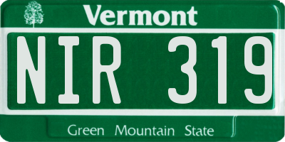 VT license plate NIR319