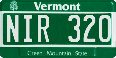 VT license plate NIR320