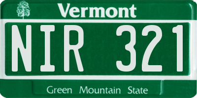 VT license plate NIR321