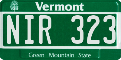 VT license plate NIR323