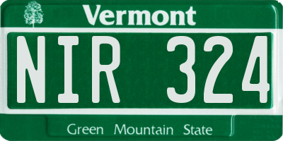 VT license plate NIR324