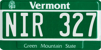VT license plate NIR327