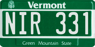 VT license plate NIR331