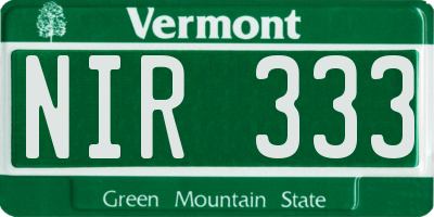 VT license plate NIR333