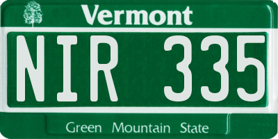VT license plate NIR335