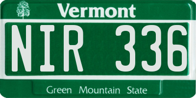 VT license plate NIR336