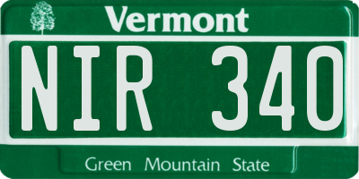 VT license plate NIR340