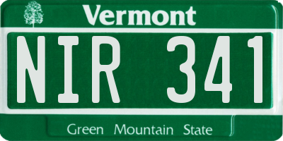 VT license plate NIR341
