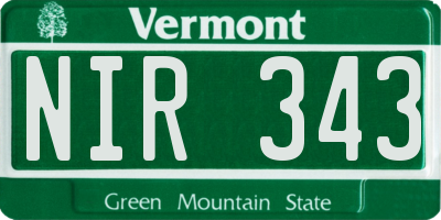 VT license plate NIR343