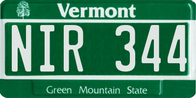 VT license plate NIR344