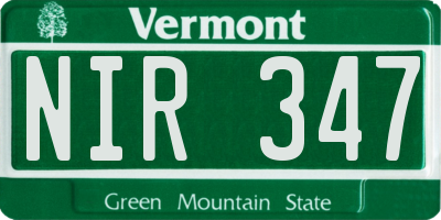 VT license plate NIR347