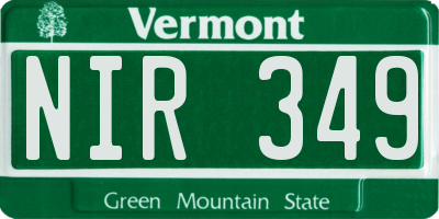 VT license plate NIR349
