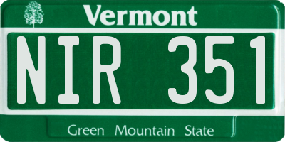 VT license plate NIR351