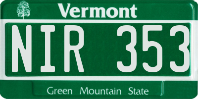 VT license plate NIR353
