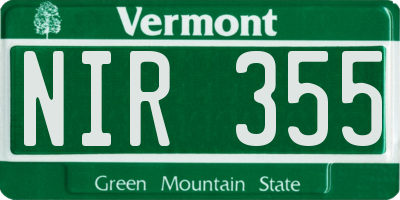 VT license plate NIR355