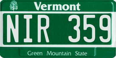 VT license plate NIR359